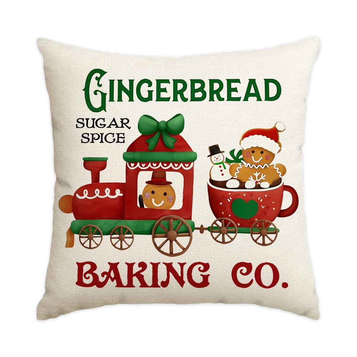 1/4pcs red Christmas pillowcases,  gingerbread bakery design