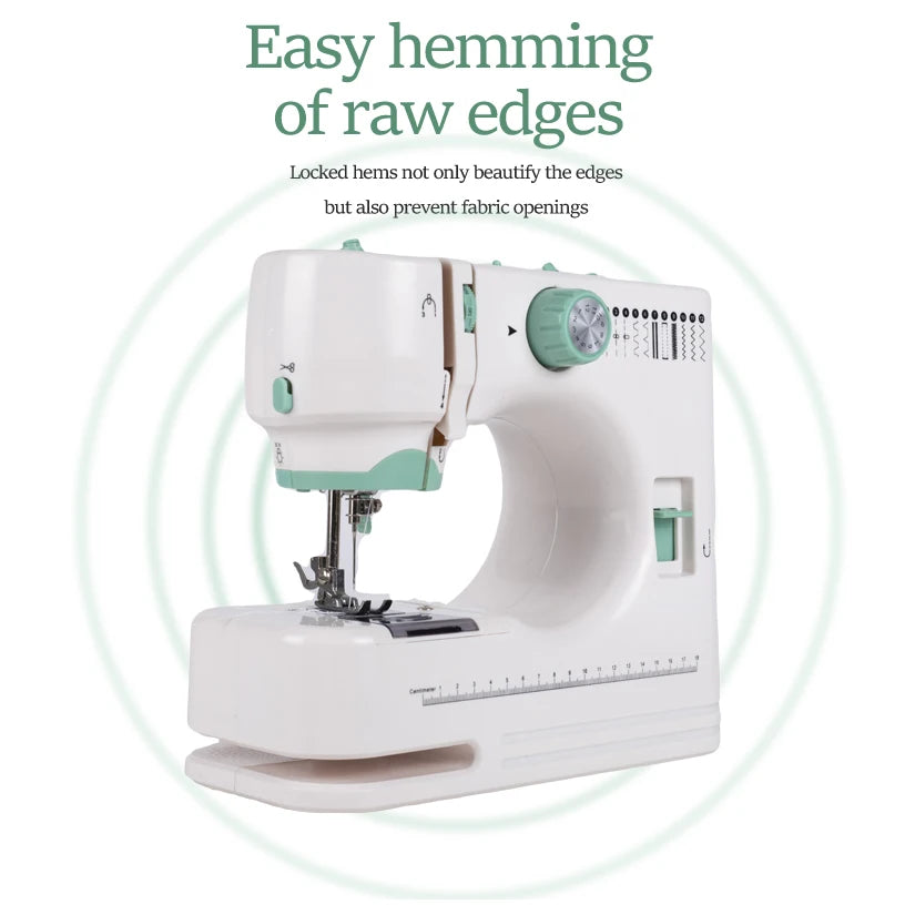 Portable Mini Sewing Machine for Home - 12 Stitch Patterns with Foot Pedal/Light,