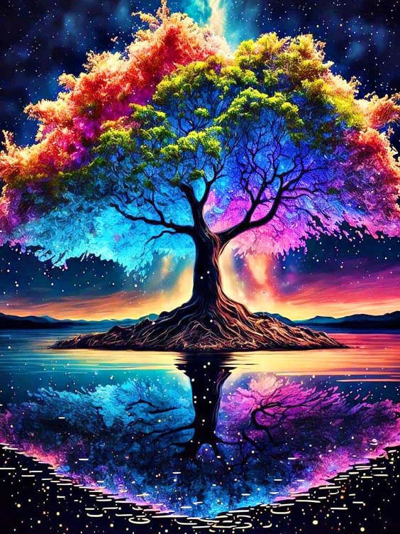 5D Diy Diamond Painting Fantasy Moon Tree Landscape kit