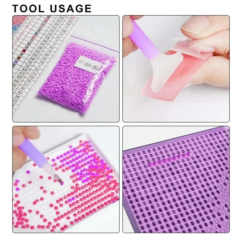 Rose Skeleton Diamond Painting Full Square Round Diamond Mosaic Halloween Handmade Gift