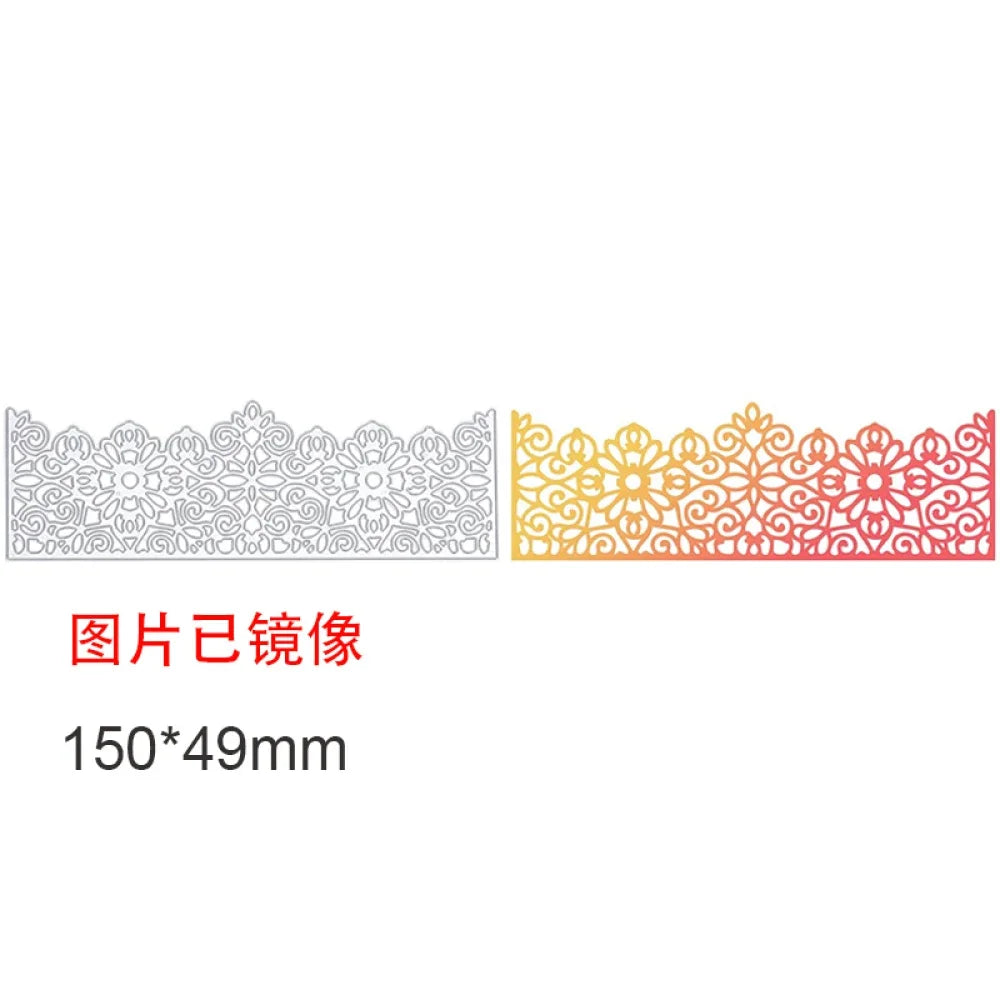1-2pcs Daisy and Cherry Blossom Edge Border Metal Cutting Dies Stencils