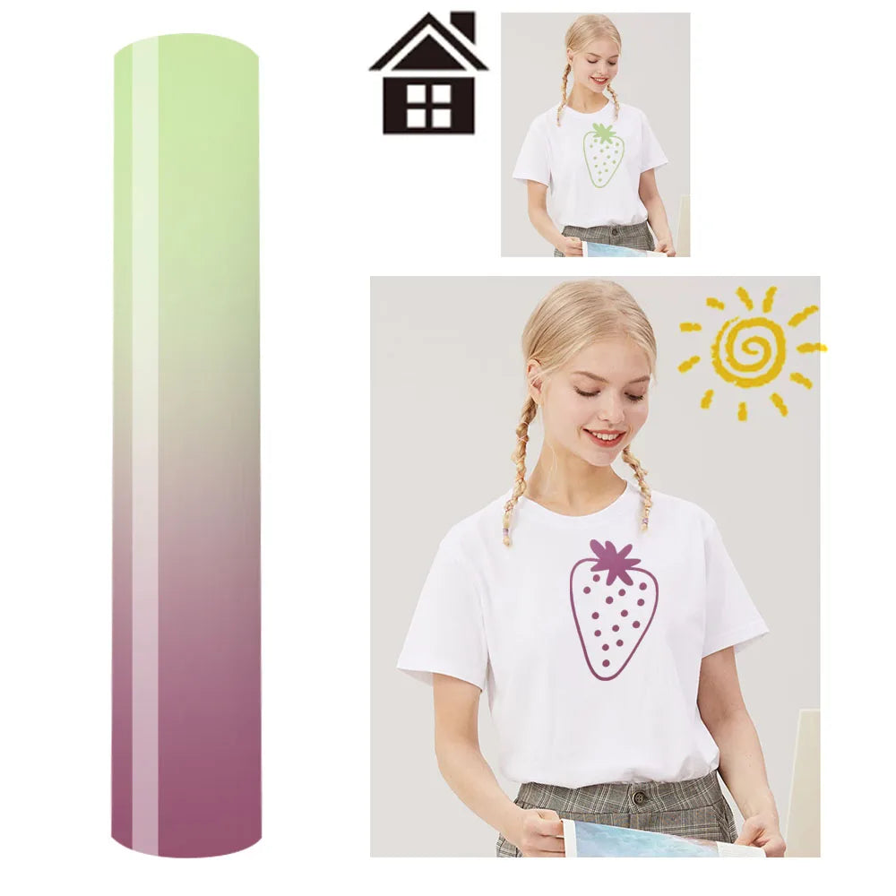 Sunlight-Sensing HTV Iron on Vinyl Pattern DIY T-Shirt Hat For Cut or Silhouette Cameo