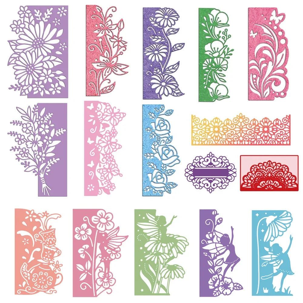 1-2pcs Daisy and Cherry Blossom Edge Border Metal Cutting Dies Stencils