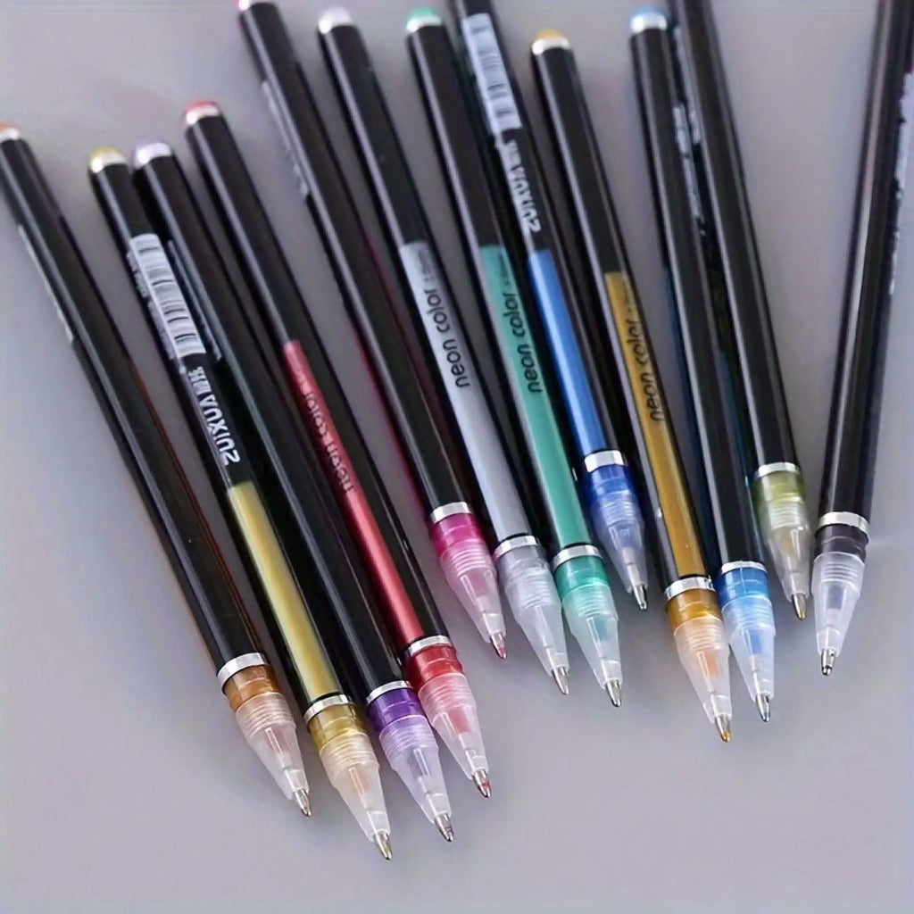 48-Color Sparkle Gel Pen Set with Fine 1.0mm Tip - Vibrant Glitter & Metallic Pens for Journaling, Bullet Planning, Scrapbooking
