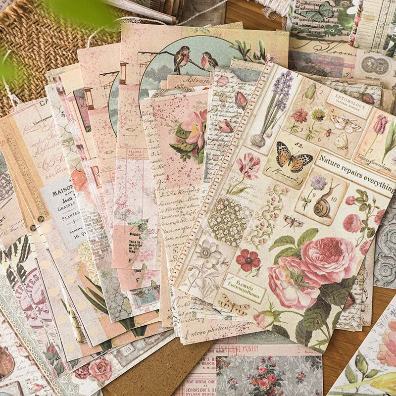 100Pcs/Pack Past Stories Vintage Series Scrapbooking Material Paper Journal Collage