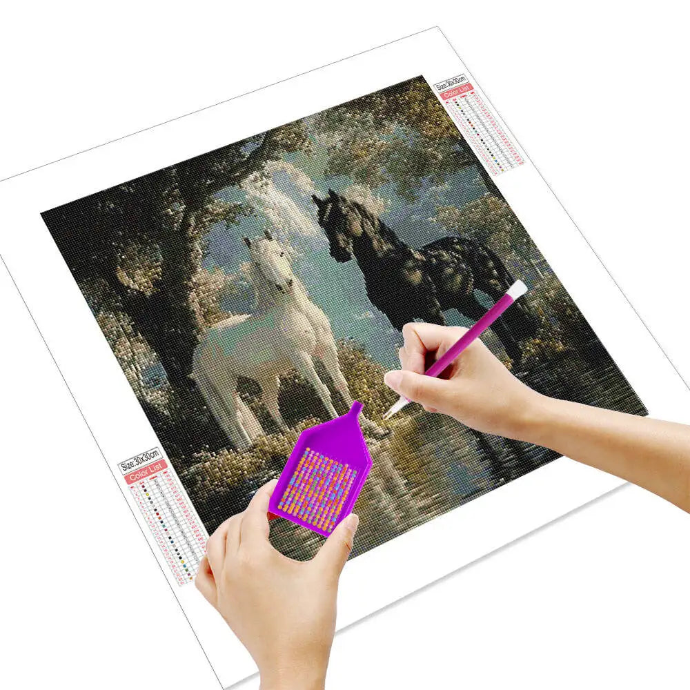 5D Brave Warhorse Diamond Painting Waterfall Forest Diamond Mosaic Craft Kit New Collection 2025 Decorative Paintings
