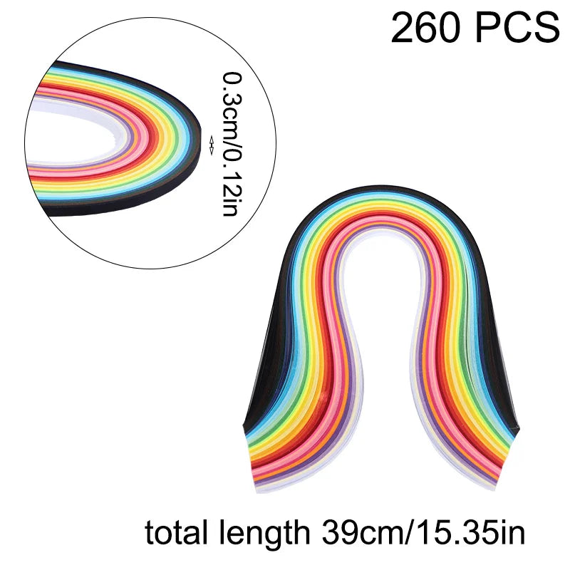 260pcs Rainbow paper Quilling Strips Set For Craft DIY