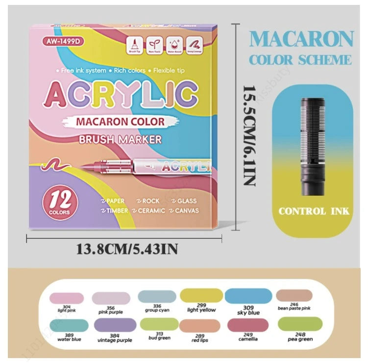 Acrylic Paint Markers, With Direct-Liquid Ink System, Brush Tip,