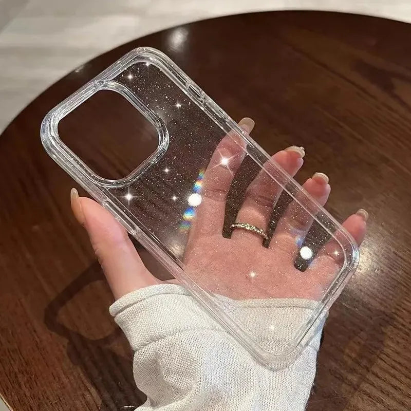 Luxury Bling Glitter Clear Phone Case For iPhone  Shockproof Transparent Soft Cover