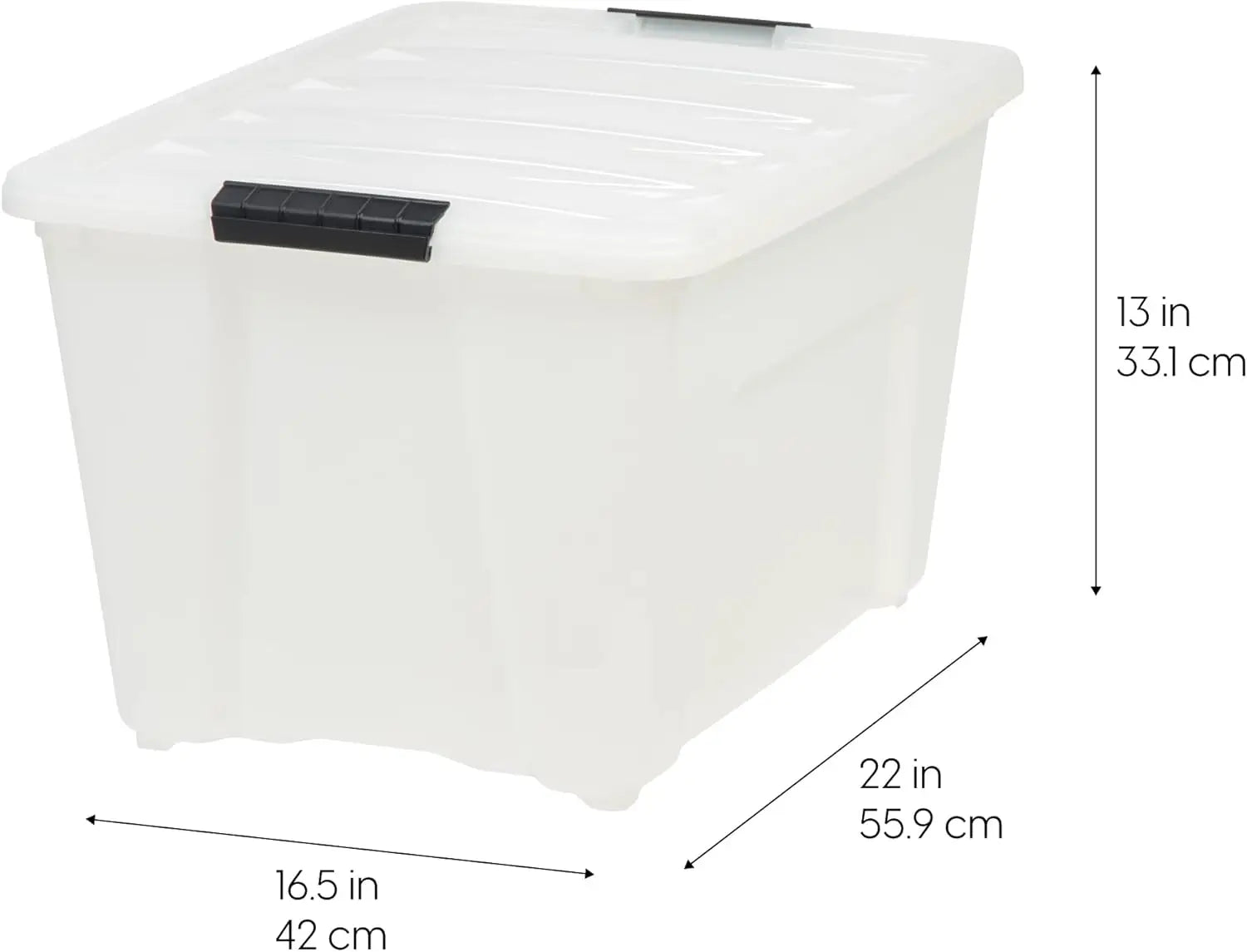 Stackable Plastic Storage Bins with Lids, Latches, Durable Nestable Containers, Secure Pull Handle - Pearl