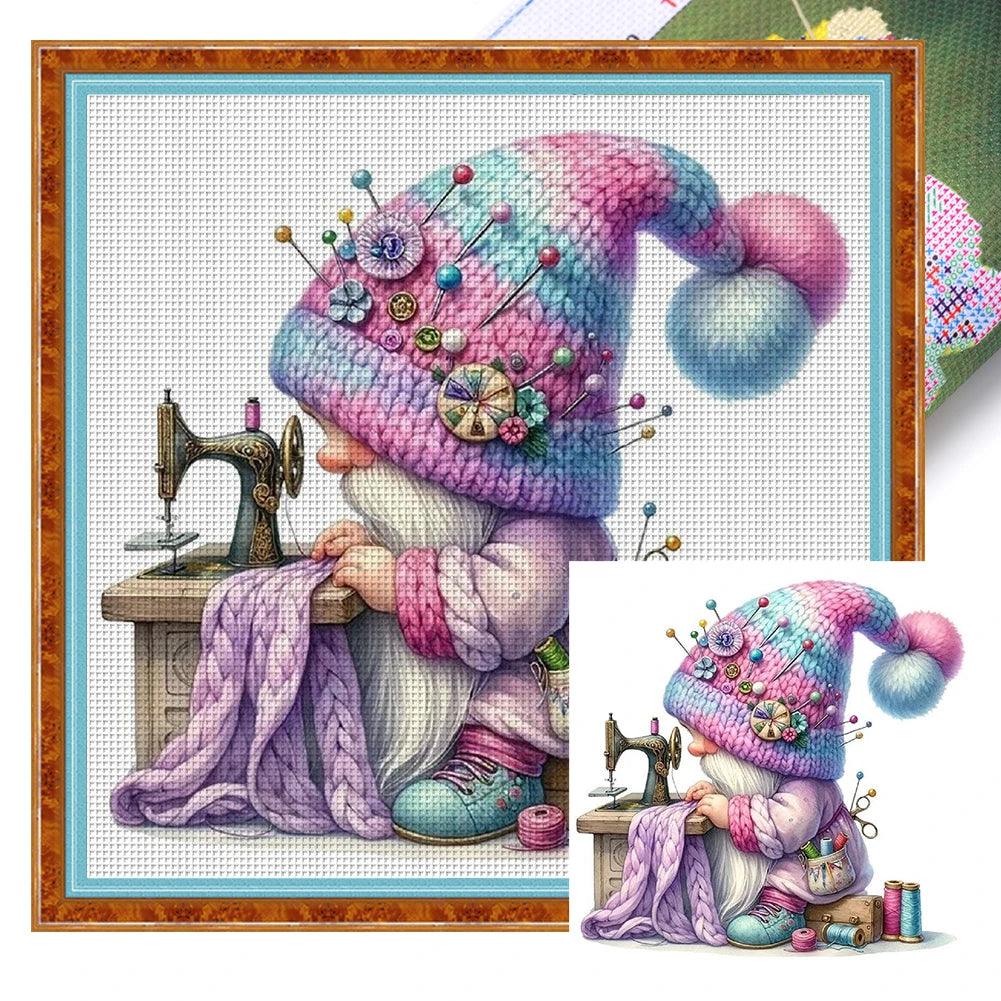 Full Embroidery cotton Thread 11CT Printed Gnome Cross Stitch Kit