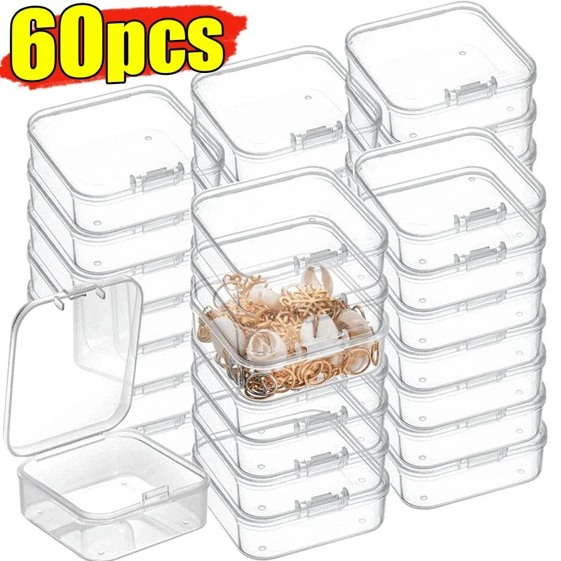60/6PCS Mini Storage Box Transparent  Storage Box