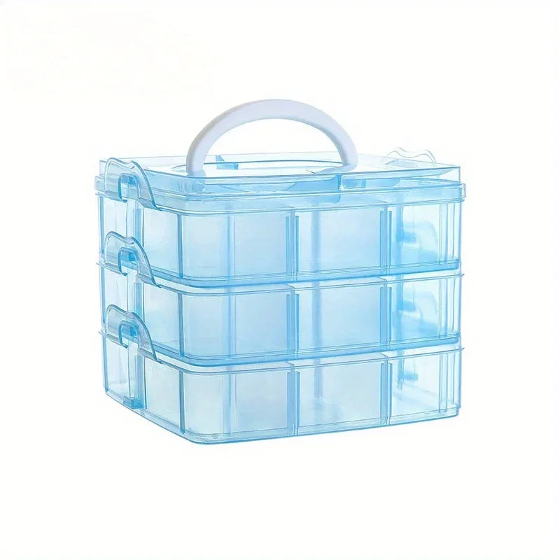 3-layer 18 Compartment Transparent Storage Box, can rearrange compartments