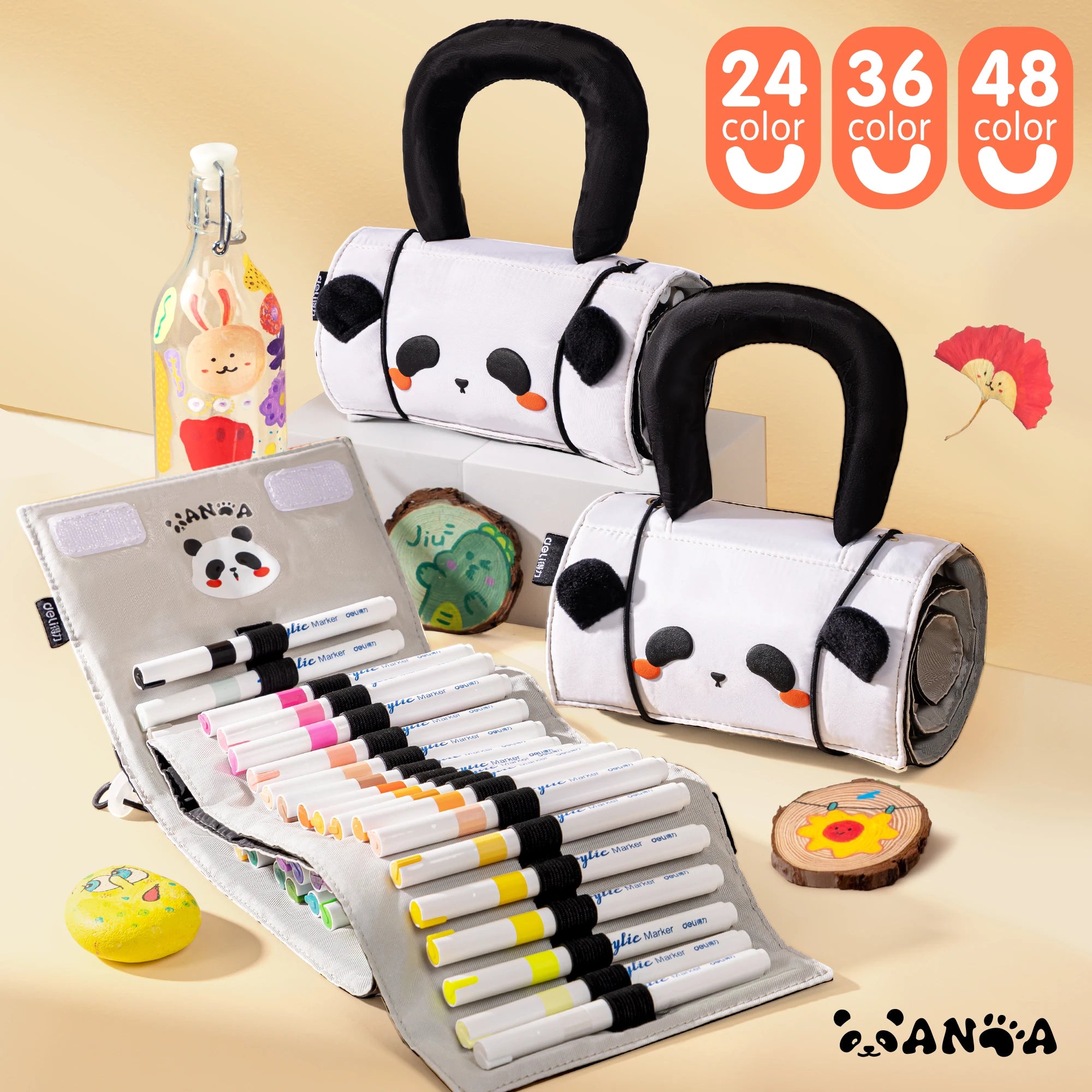 Deli 24/36/48-Color Acrylic Marker Pen Set,