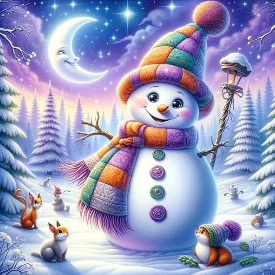 Huacan DIY Embroidery Santa Claus Complete Kit 5D Cross Stitch Landscape Snowman Winter Unique Christmas Gift Modern Home Decor