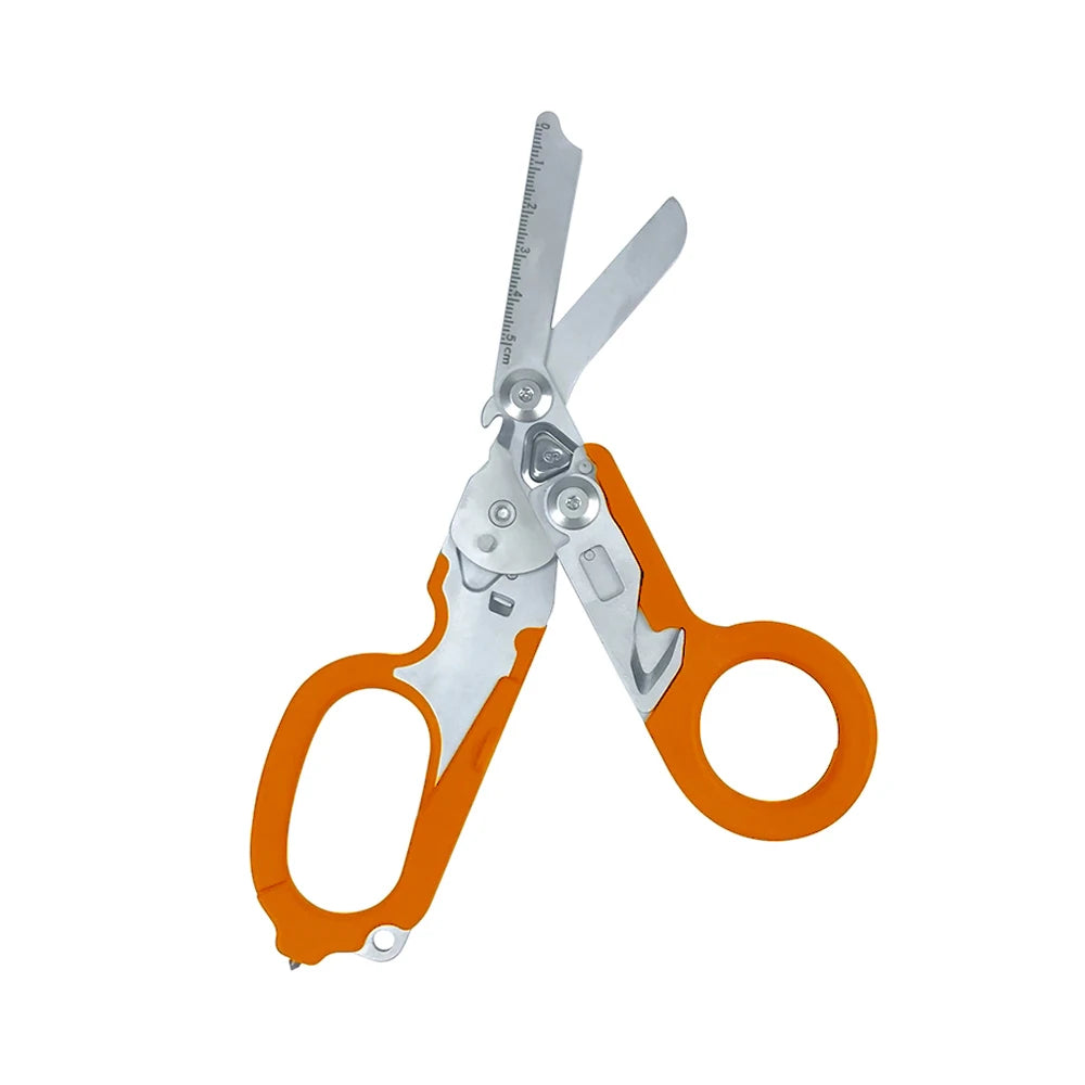 Multifunctional Scissors with Strap Cutter and Glass Breaker with Compatible Holster