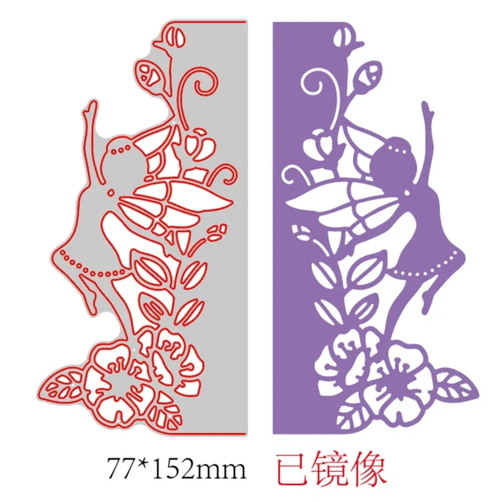 1-2pcs Daisy and Cherry Blossom Edge Border Metal Cutting Dies Stencils