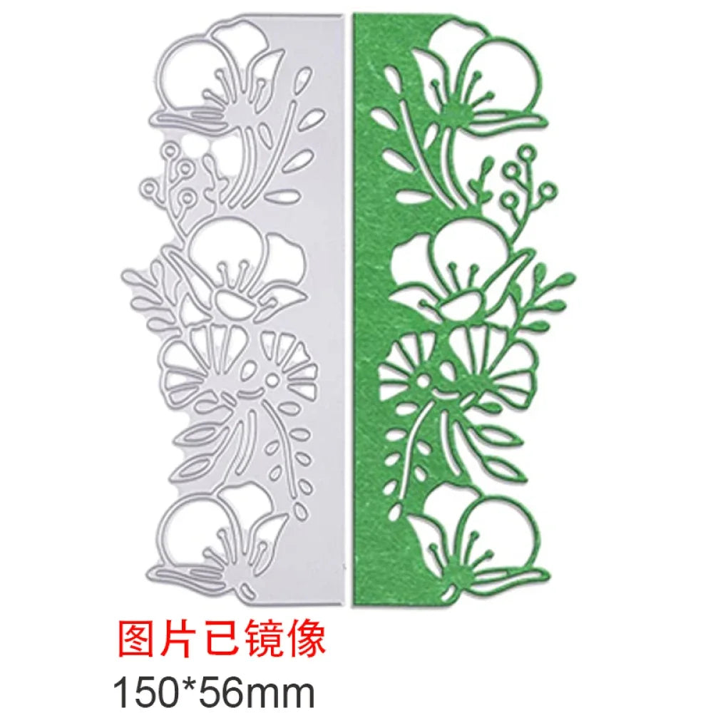 1-2pcs Daisy and Cherry Blossom Edge Border Metal Cutting Dies Stencils