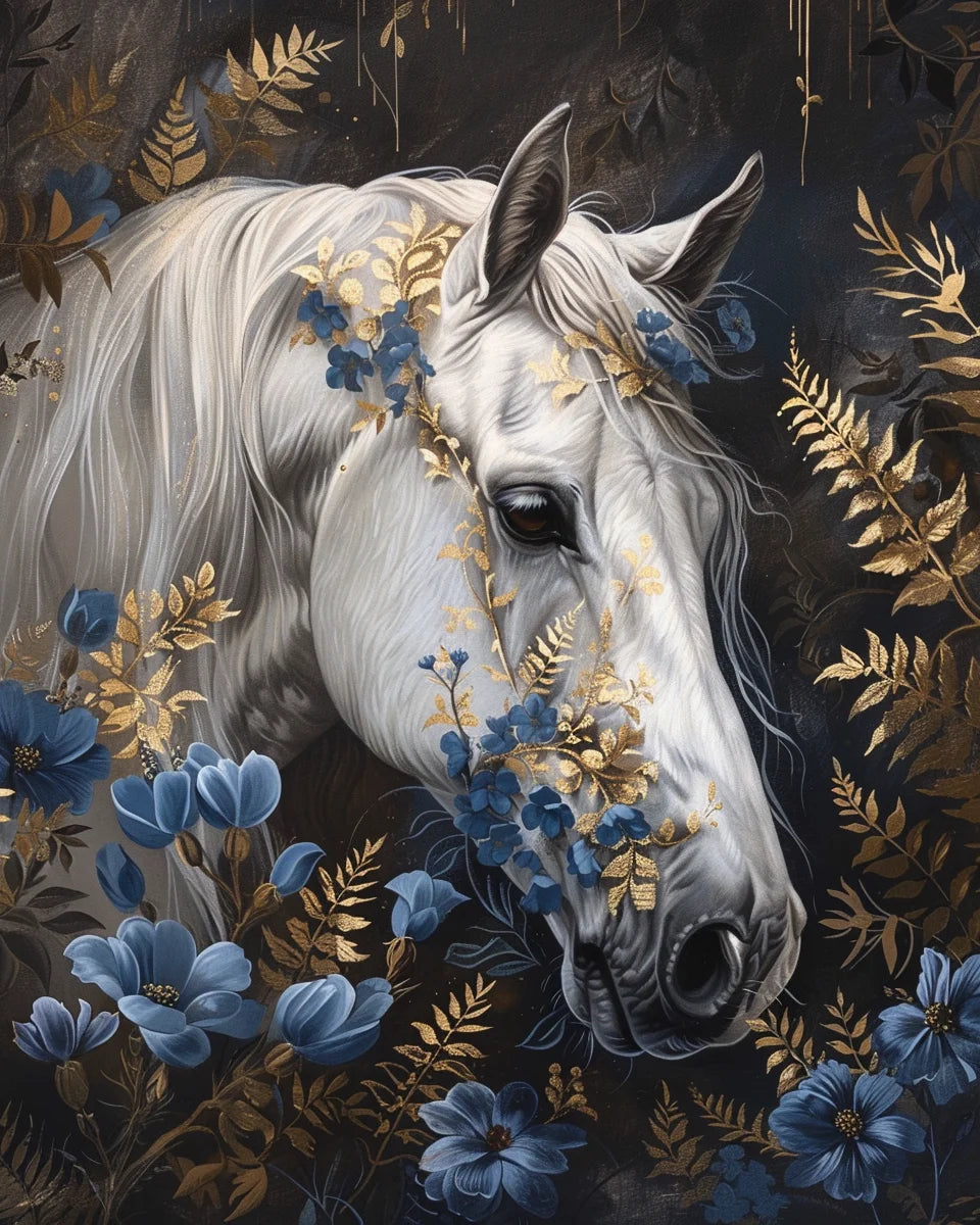 Painting By Numbers Galloping Horse Flower Animals Adult Acrylic Kit Seascape