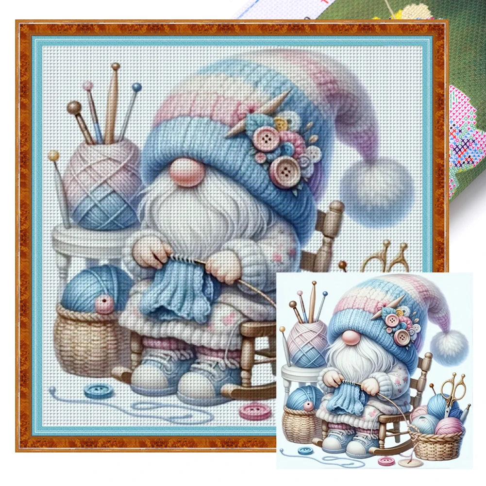 Full Embroidery cotton Thread 11CT Printed Gnome Cross Stitch Kit