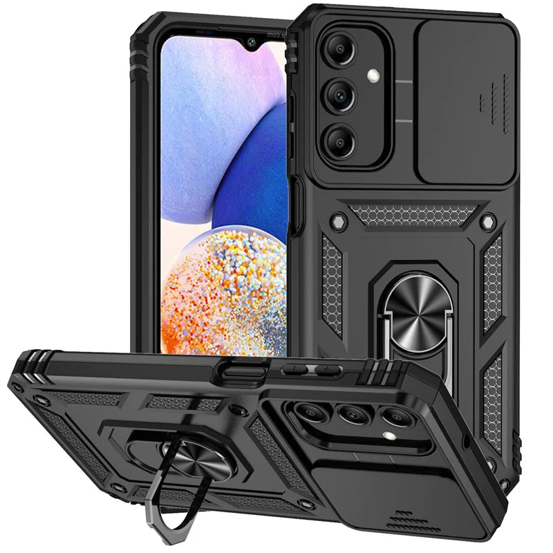 Slide Camera Lens Case For Samsung Galaxy Armor Shockproof Coque