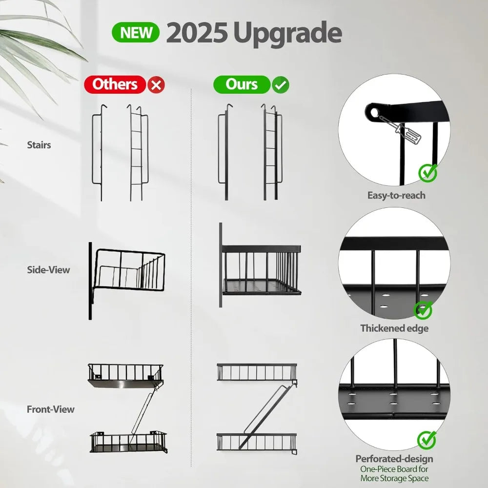 Fire Escape Wall Shelf - Wall Art Floating Shelf Black Metal Shelves  (3-Tier)