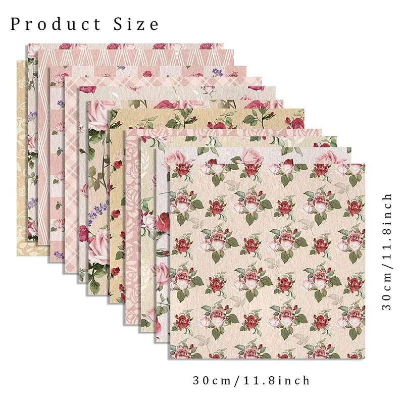 12X12inch 24 Sheets Spring Pink Rose Scrapbook Paper