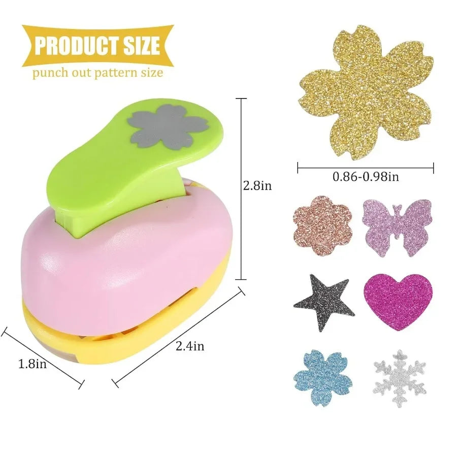 6 Pcs Colorful Paper Puncher Set Different Shape Paper H