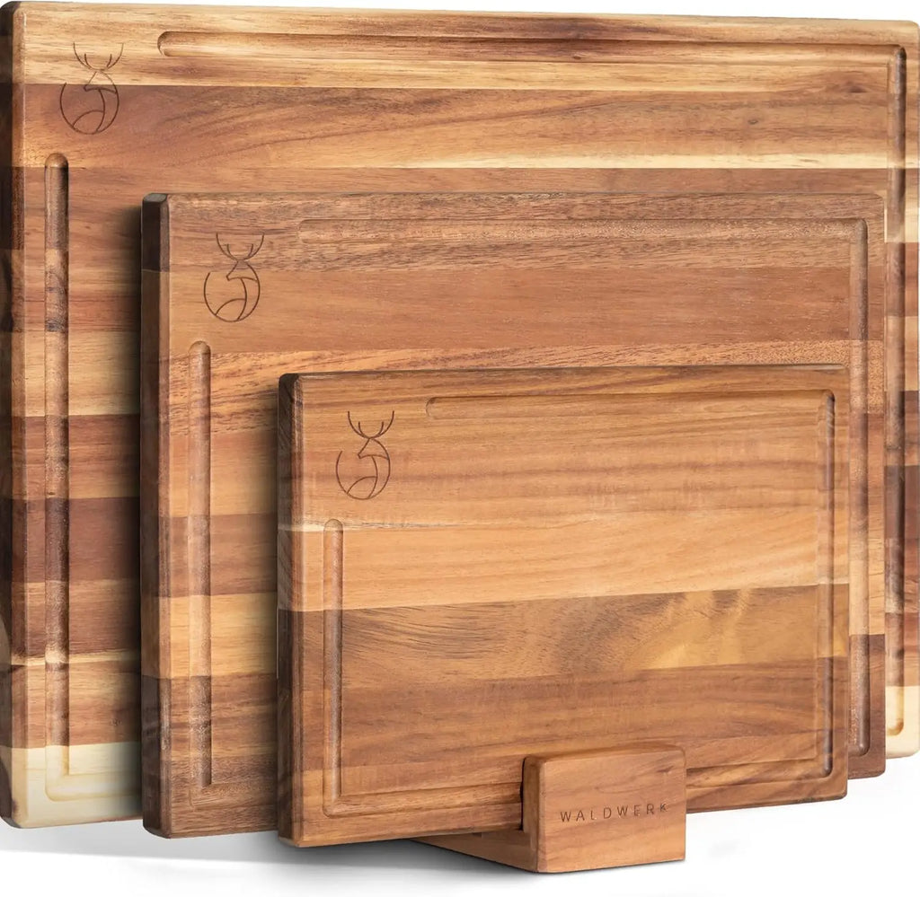 Solid Acacia Wood Cutting Board Set - 4 Sizes