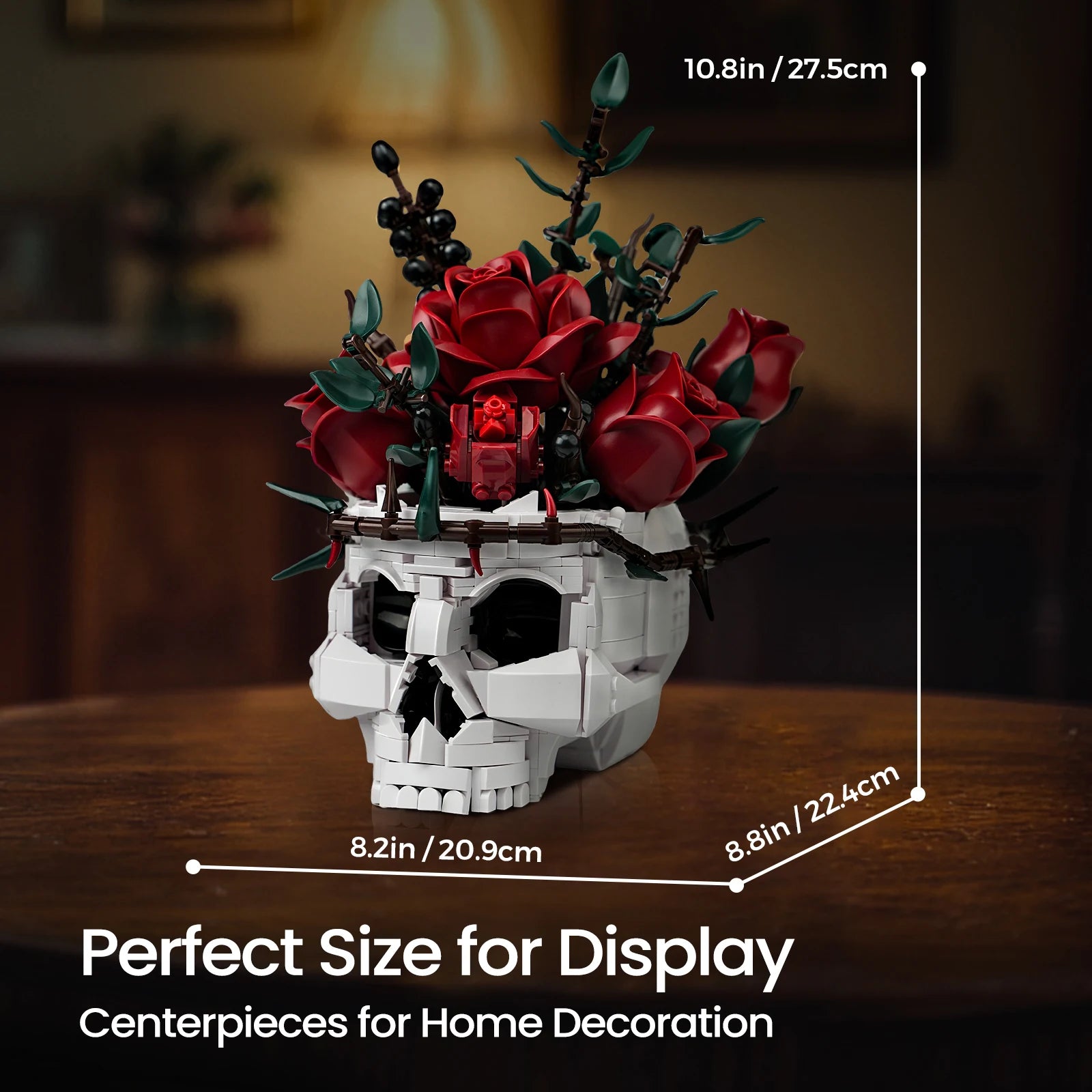 Skull Roses Bouquet Building Set   Horror Gothic