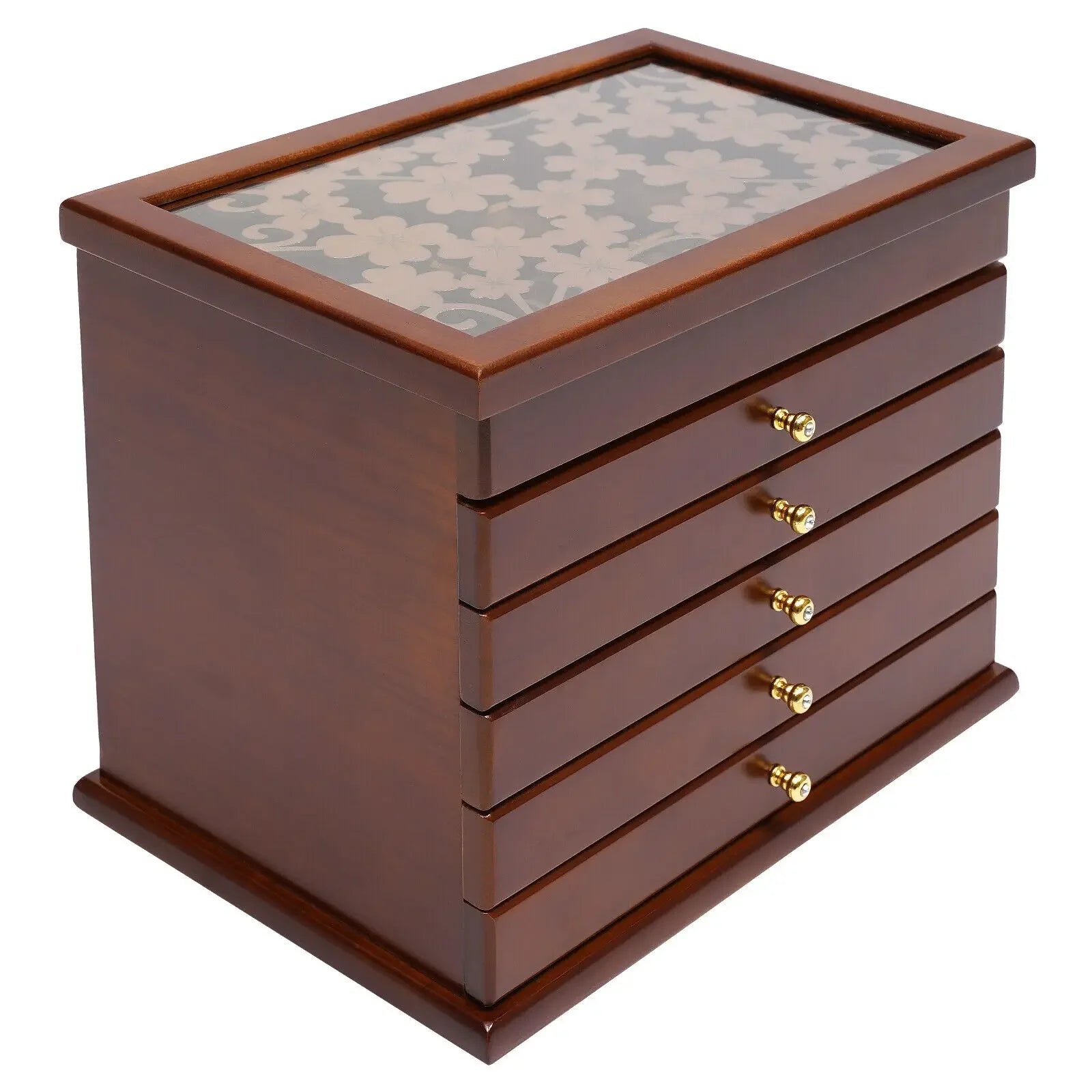 6-Tier Vintage Wooden Jewelry Storage Box