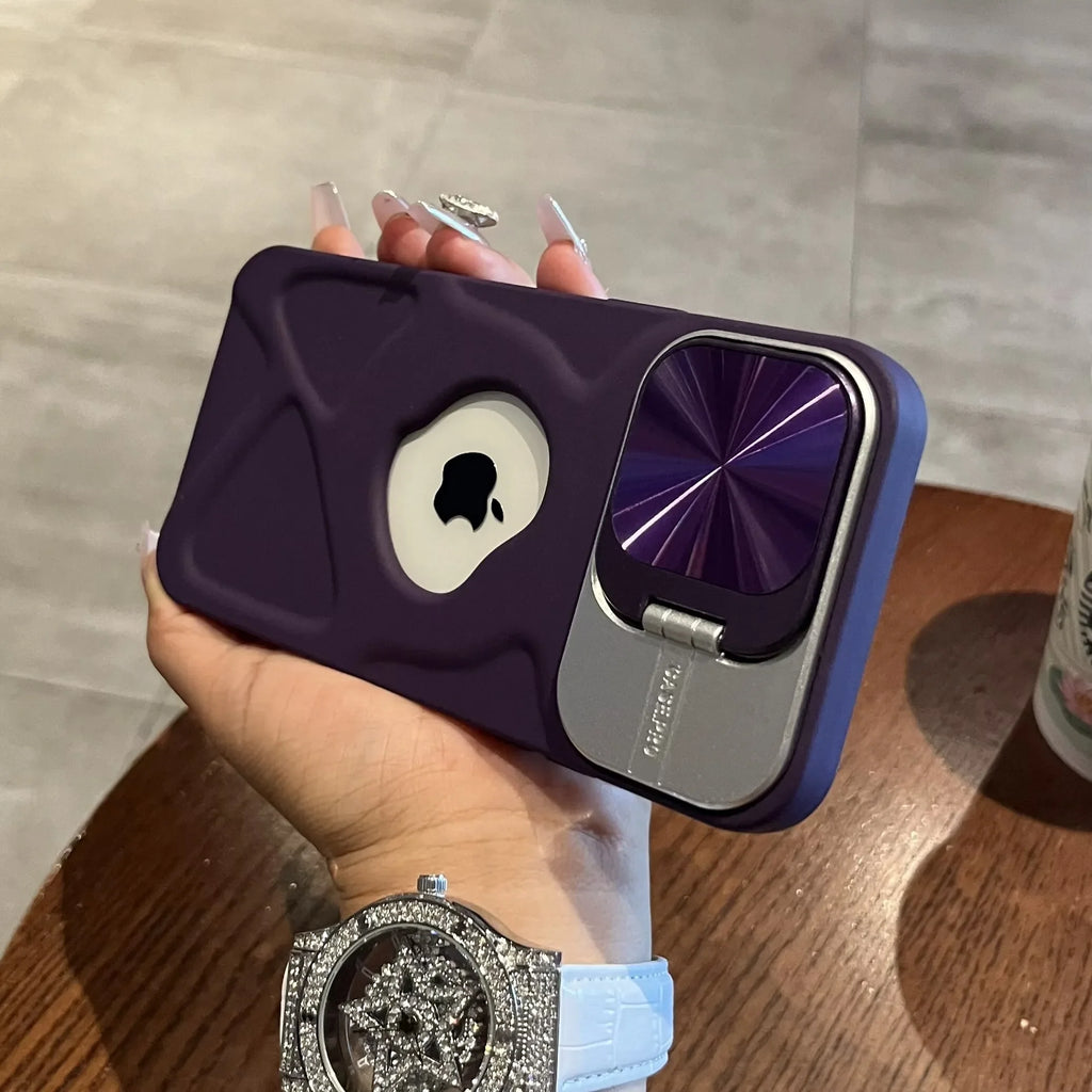 Fashion Logo Hole Magnetic Case for iPhone , Lens Protection Stand For Magsafe Silicone Cover