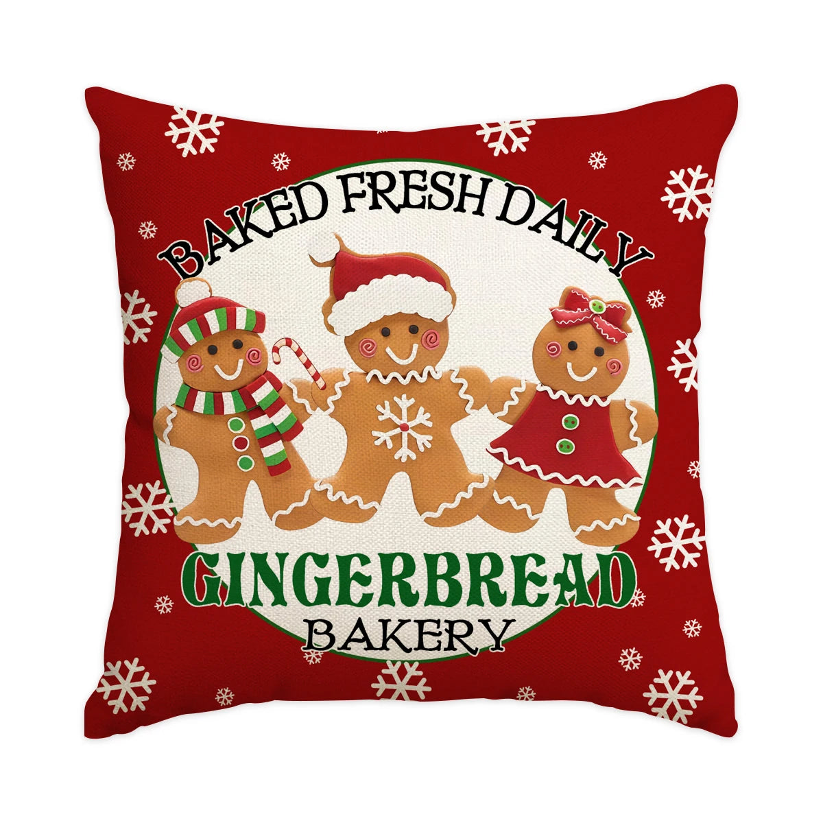 1/4pcs red Christmas pillowcases,  gingerbread bakery design