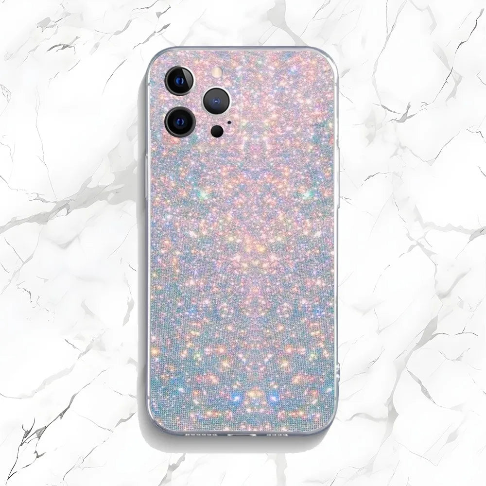 Pink Glitter Pattern Phone Case For iPhone 16,15,14,13,12,11 Plus,Pro,Max,XR,XS,X,7,8 Plus,SE,Mini Transparent Shell