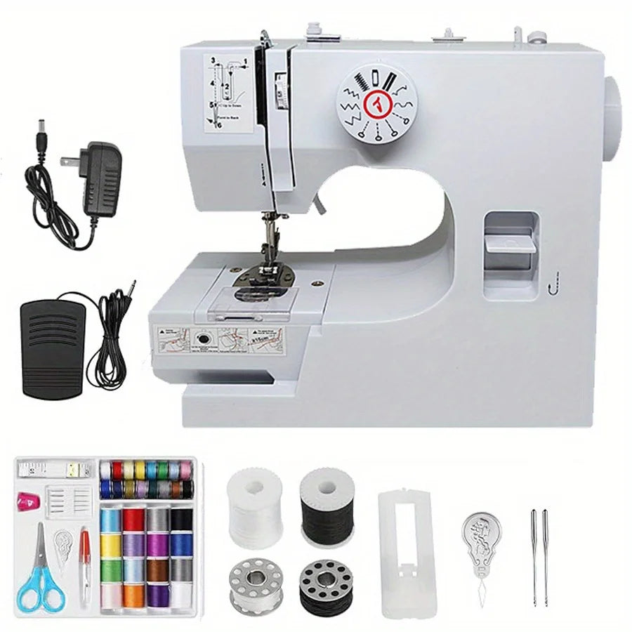 Mini Electric Sewing Machine with Foot Pedal and 42-Piece Sewing Kit