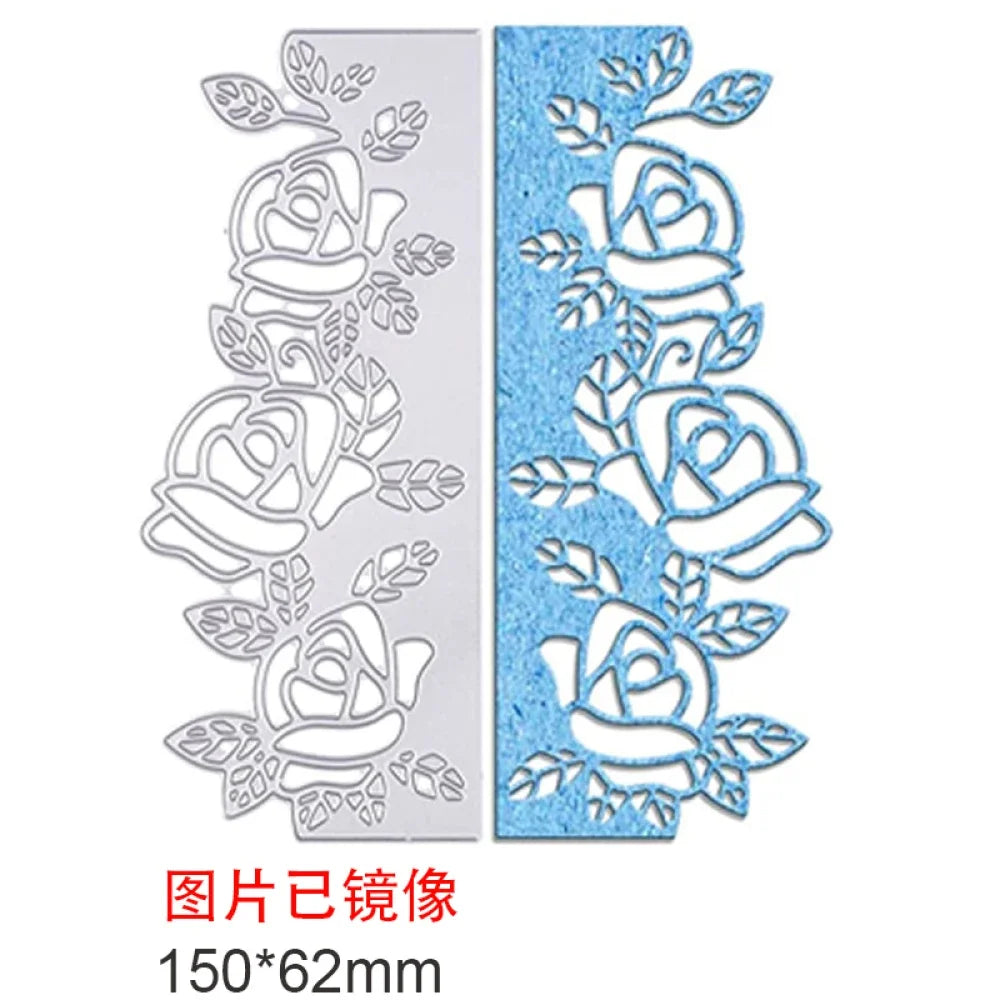 1-2pcs Daisy and Cherry Blossom Edge Border Metal Cutting Dies Stencils