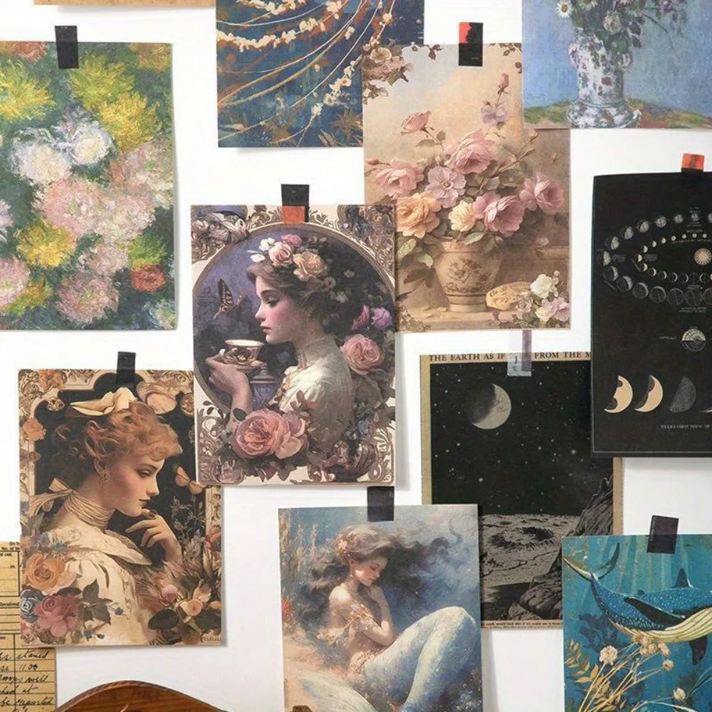 6 Sets Poetry of Nature Vintage Scrapbook Paper DIY Decorative Collage Background Pages, for Artistic Crafting