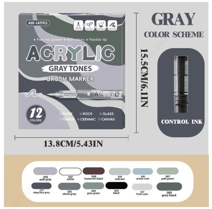 Acrylic Paint Markers, With Direct-Liquid Ink System, Brush Tip,