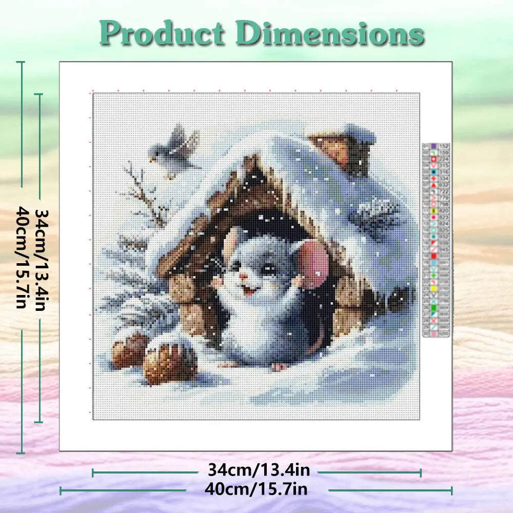 Printed Fabric 11CT Cross Stitch Cute Mouse