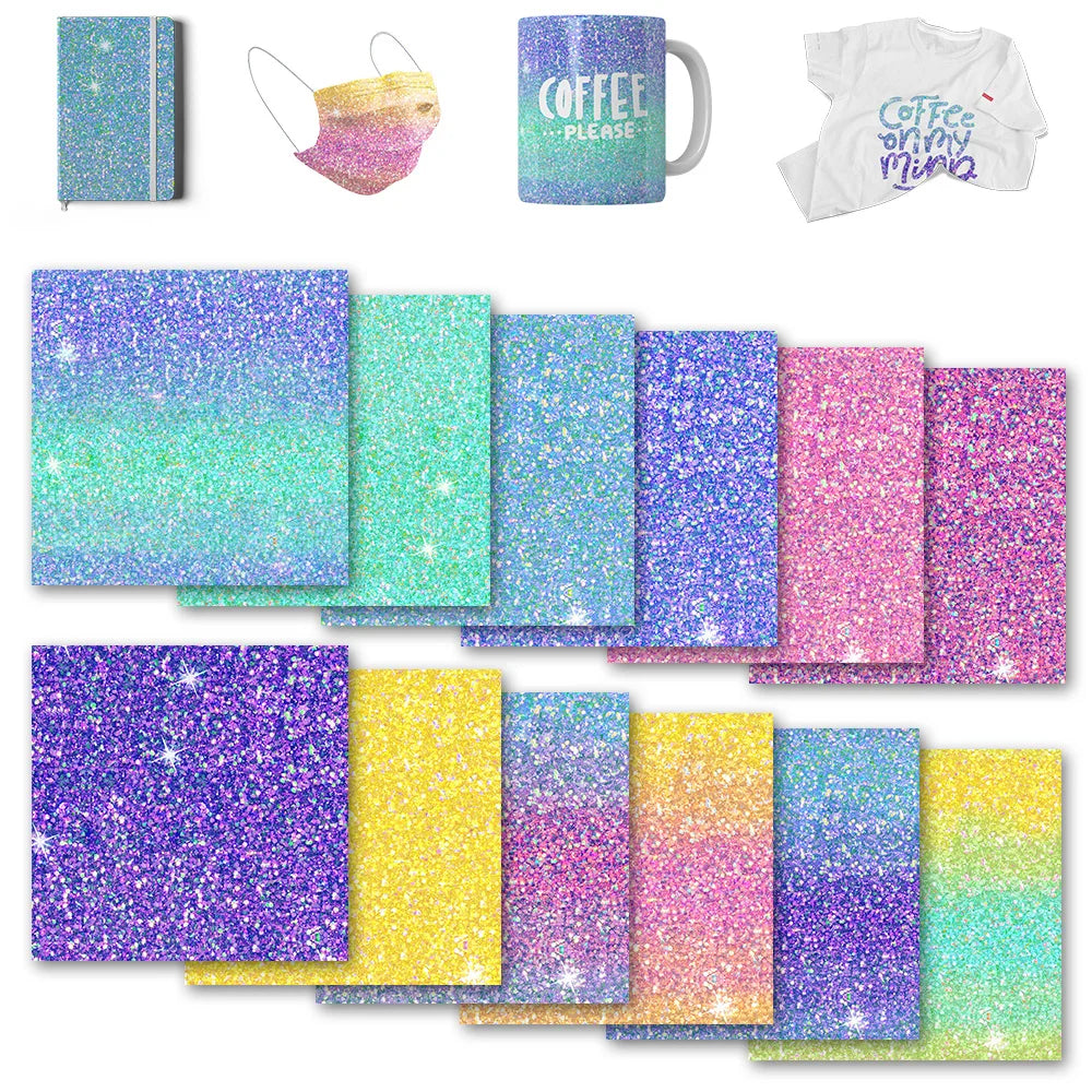 Glitter Mermaid Transfer Ink Sheet for Heat Press Machine 12x12 IN Sublimation Sheet for Blanks Tumbler T-Shirt