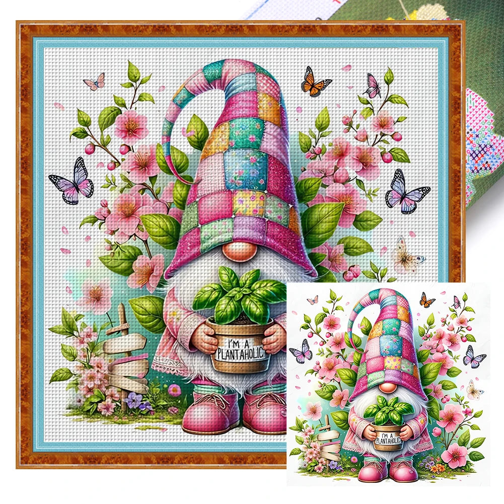 Full Embroidery cotton Thread 11CT Printed Gnome Cross Stitch Kit