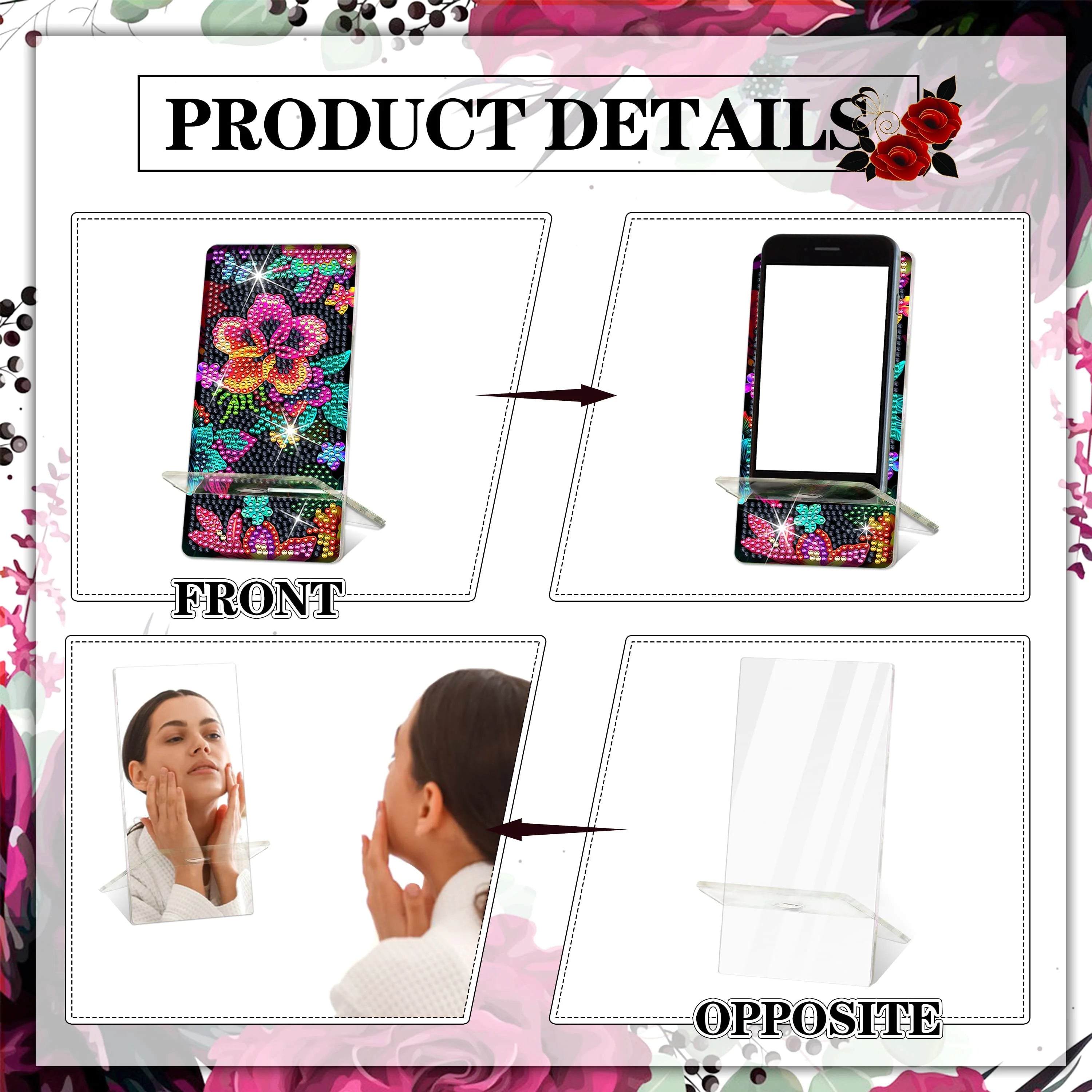 2 Pack  5D Full Crystal Diamond Art Phone Holder