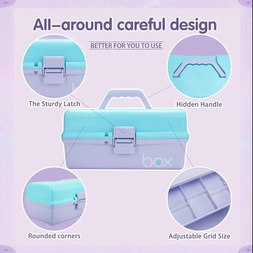 Folding Storage Box with Handle & Adjustable Dividers