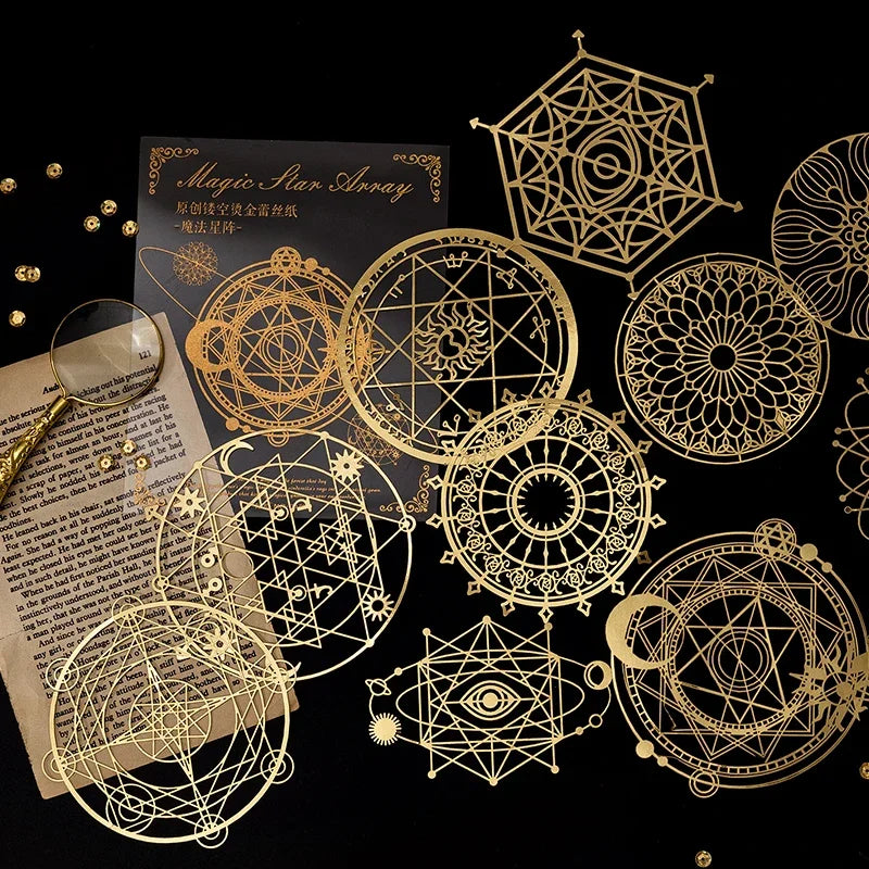 10Pcs Gold Lace Leaf Paper Scrapbook Sticker Die Cut
