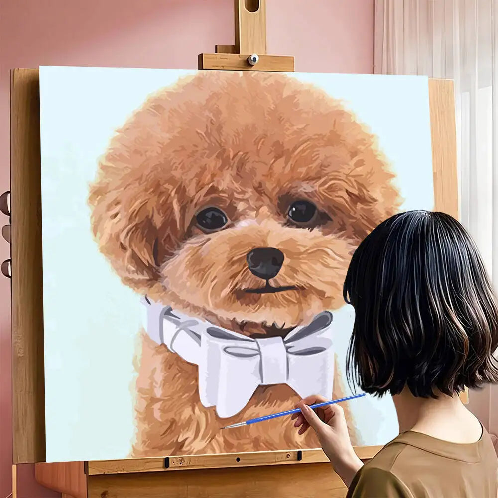Oil Painting Puppy Paint By Number For Kids Picture Artcraft On Canvas