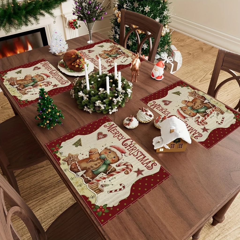 4-Piece Christmas Gingerbread Man Placemats