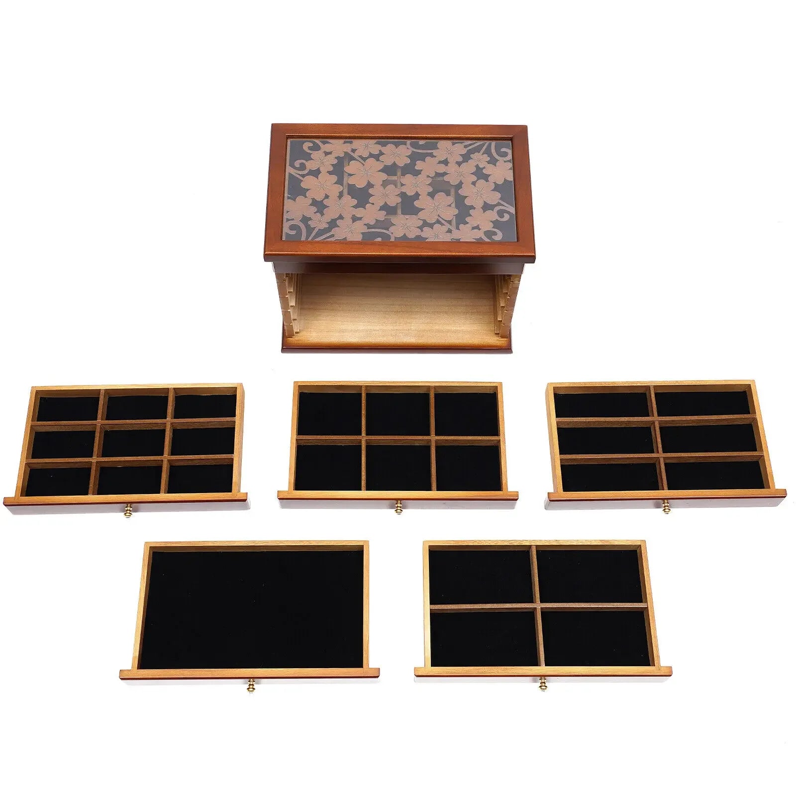6-Tier Vintage Wooden Jewelry Storage Box