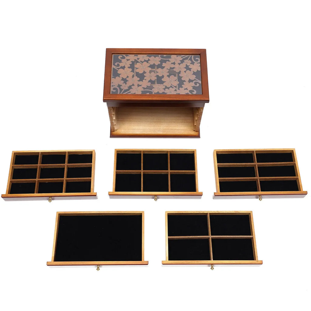 6-Tier Vintage Wooden Jewelry Storage Box