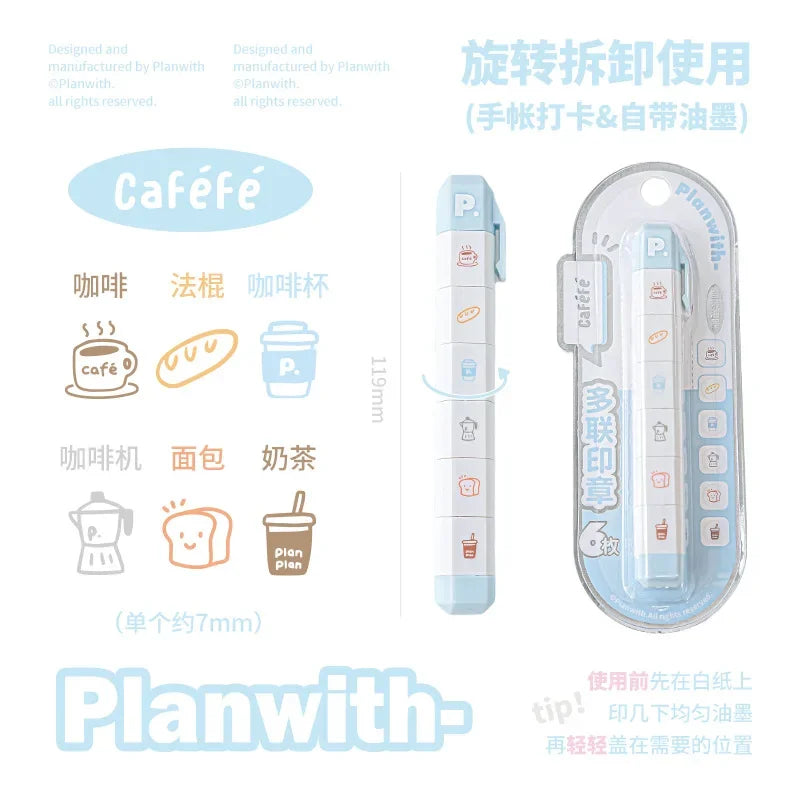 Stamp Set Pen Shape Detachable Ink Stamps