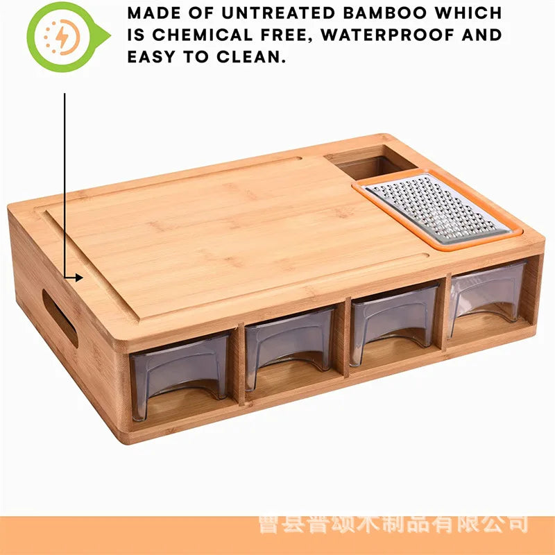 Solid wood kitchen cutting board storage box Drawer type